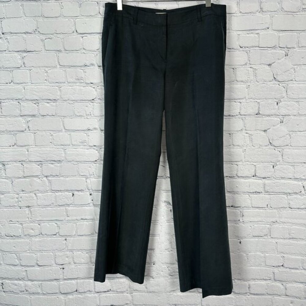 LOFT Women's Mid Rise Wide Leg Flare Dress Pant Trouser, Size 8, Charcoal Color